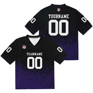 Camiseta de fútbol personalizada con nombre y número del equipo bordados-color negro y morado