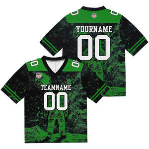Camiseta de fútbol personalizada con nombre y número del equipo bordados-color negro y verde