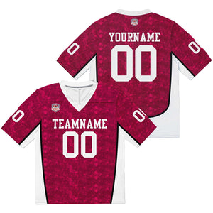 Camiseta de fútbol personalizada con nombre y número del equipo bordados y estampados en color rojo rosa