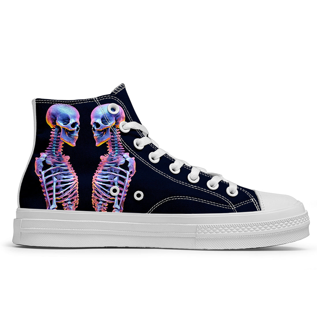 Resalta tu estilo con las zapatillas de lona de caña media Skeleton para hombre y mujer