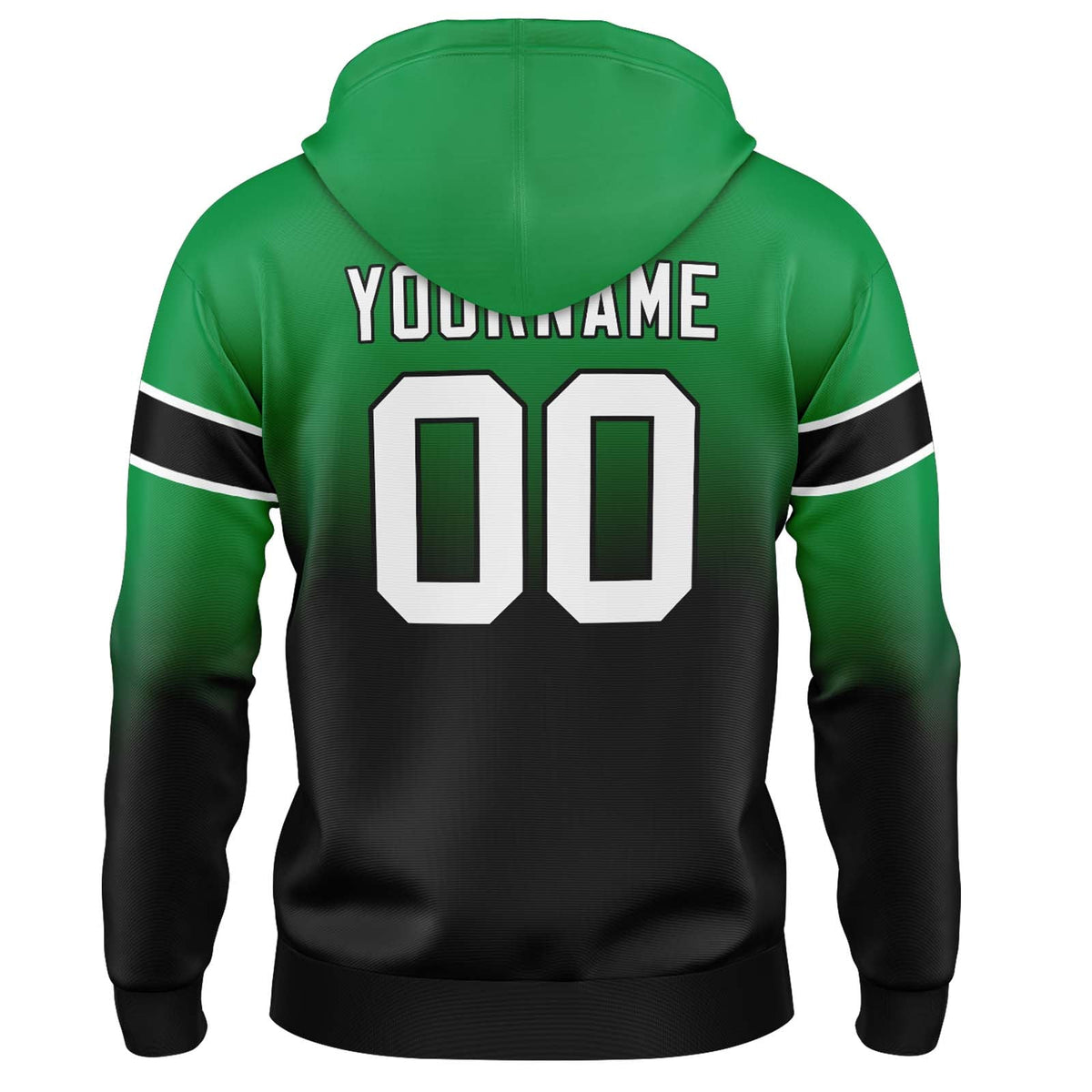 Sudadera con capucha personalizada con degradado para hombre-mujer-niña o niño Estampa tu logotipo-nombre y número en verde y negro