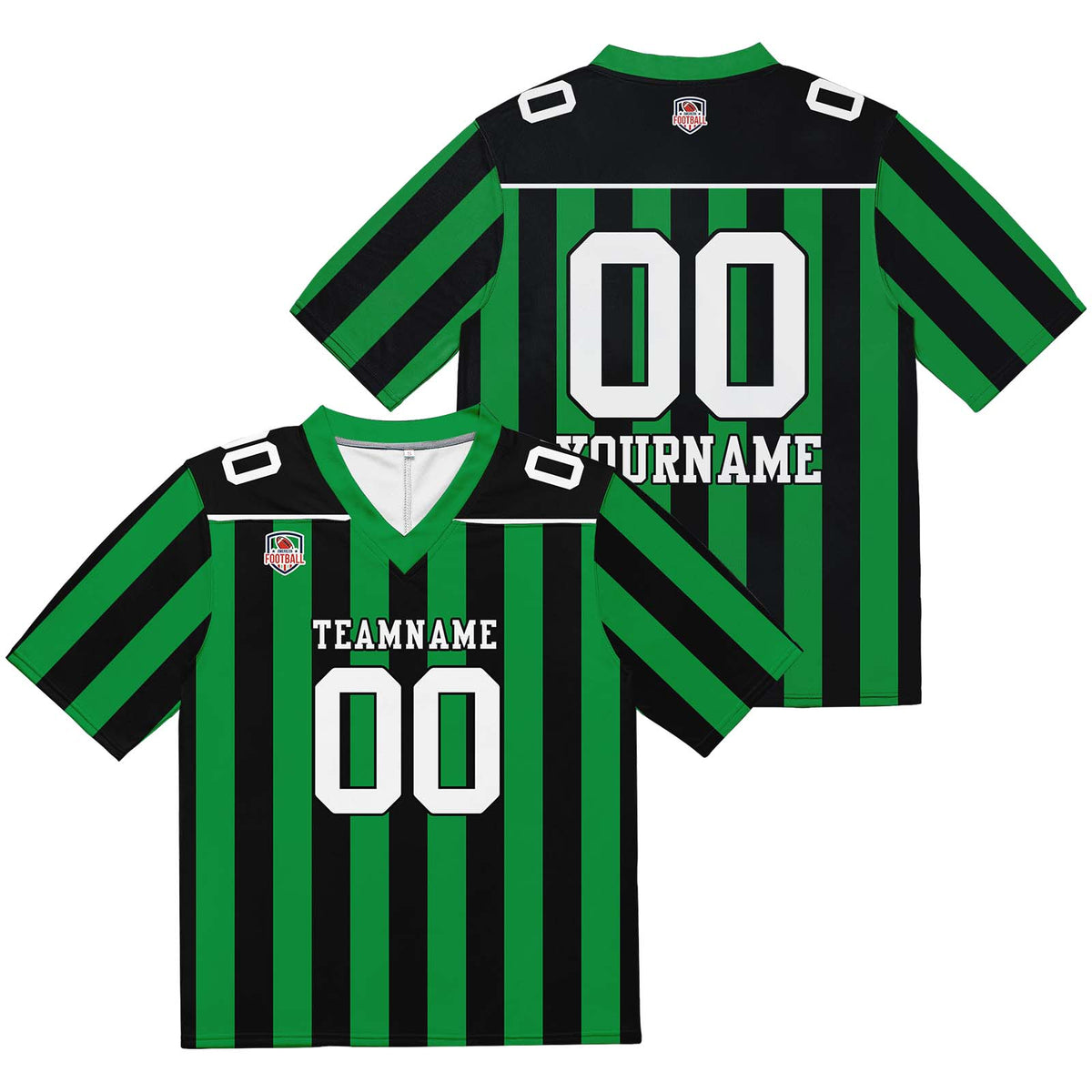 Camiseta de fútbol personalizada con nombre y número del equipo bordados-color verde y negro