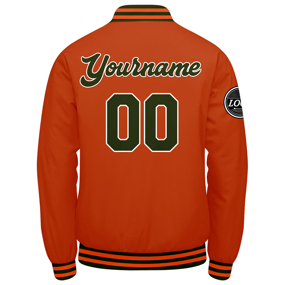 Chaqueta universitaria personalizada estilo Letterman para hombres-mujeres y jóvenes-color verde oliva y naranja