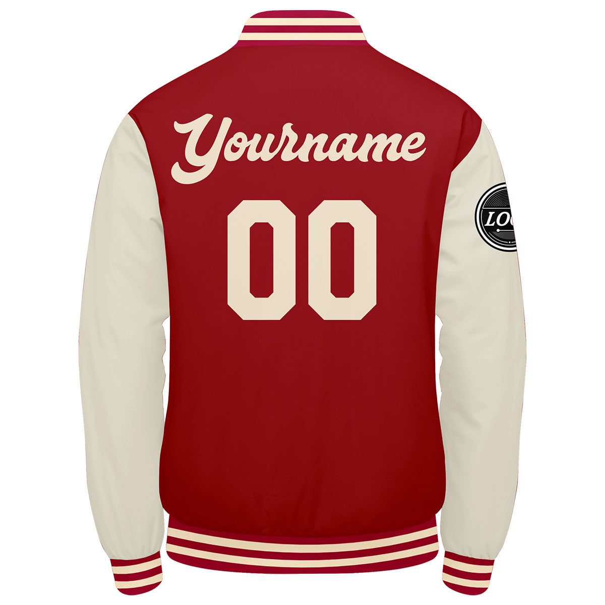 Chaqueta universitaria personalizada estilo Letterman para hombres-mujeres y jóvenes-color rojo crema