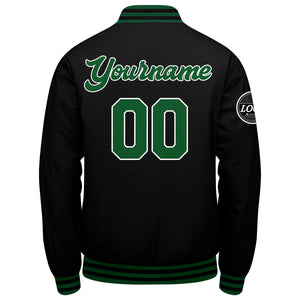 Chaqueta universitaria personalizada estilo Letterman para hombres-mujeres y jóvenes-color verde y negro