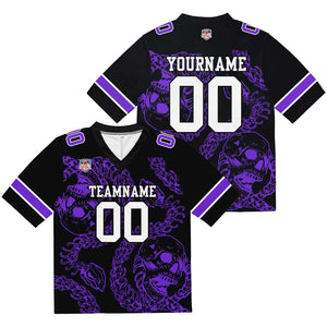 Camiseta de fútbol personalizada con nombre y número del equipo bordados y estampados-color morado hueso