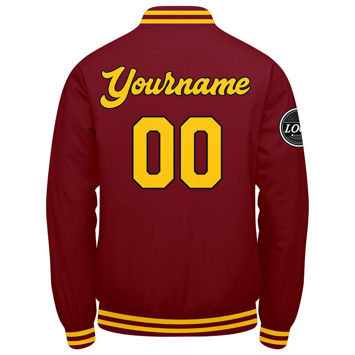 Chaqueta universitaria personalizada estilo Letterman para hombres-mujeres y jóvenes-color amarillo carmesí