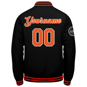 Chaqueta universitaria personalizada estilo Letterman para hombres-mujeres y jóvenes-color negro y naranja