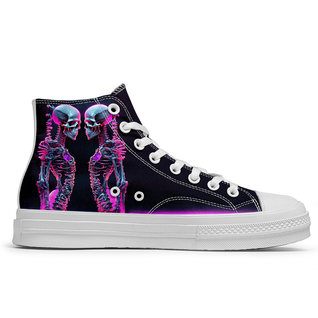 Resalta tu estilo con las zapatillas de lona de caña media Skeleton para hombre y mujer