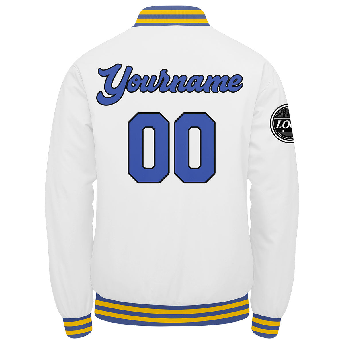 Chaqueta universitaria personalizada estilo Letterman para hombres-mujeres y jóvenes-color blanco y azul