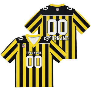 Camiseta de fútbol personalizada con nombre y número del equipo impresos y bordados-color amarillo y negro