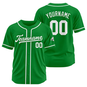 Camiseta de béisbol personalizada con diseño bordado & estilo hip hop & color verde Kelly y blanco