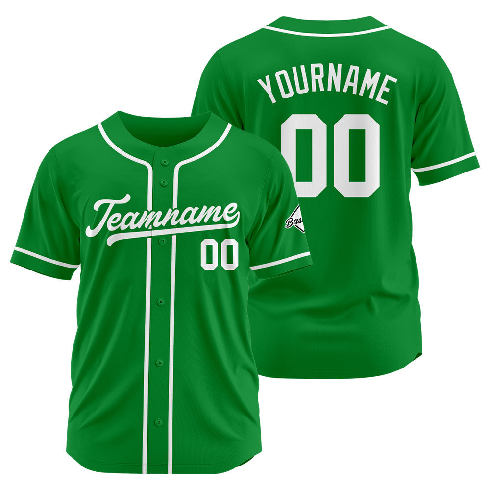 Camiseta de béisbol personalizada con diseño bordado & estilo hip hop & color verde Kelly y blanco