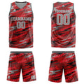 Uniforme de baloncesto personalizado rojo y gris con tu logotipo-nombre y número impresos