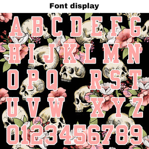 Camiseta de fútbol personalizada con nombre y número del equipo bordados y estampados en color rosa calavera