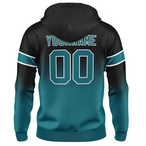 Sudadera con capucha personalizada con degradado para hombre-mujer-niña o niño Estampa tu logotipo-nombre y número en negro y verde