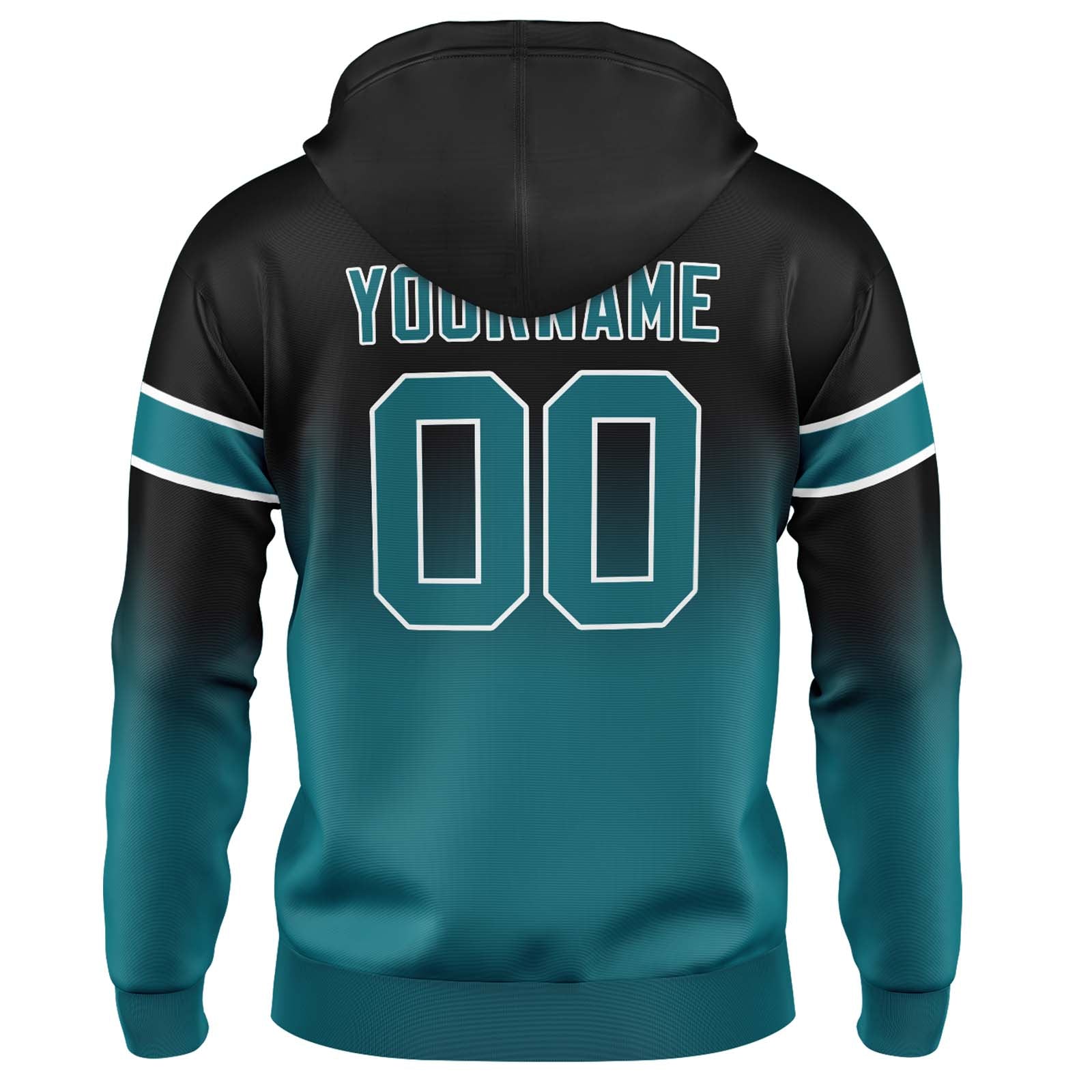 Sudadera con capucha personalizada con degradado para hombre-mujer-niña o niño Estampa tu logotipo-nombre y número en negro y verde