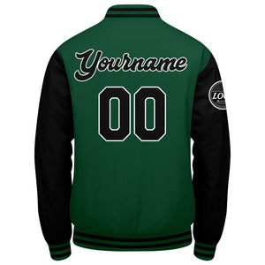 Chaqueta universitaria personalizada estilo Letterman para hombres-mujeres y jóvenes-color verde y negro