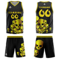 Uniforme de baloncesto personalizado color amarillo fluido con tu logotipo-nombre y número impresos