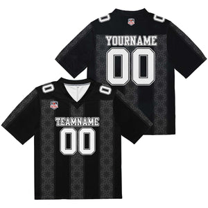 Camiseta de fútbol personalizada con franja estampada con el nombre y el número del equipo -Negra