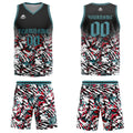 Uniforme de baloncesto personalizado en negro-rojo y verde con tu logotipo-nombre y número impresos