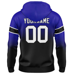 Sudadera con capucha degradada personalizada para hombre-mujer-niña o niño Imprime tu logotipo-nombre y número en azul marino y negro