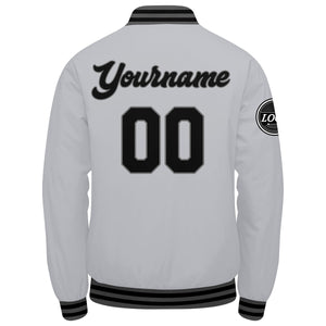 Chaqueta universitaria personalizada estilo Letterman para hombres-mujeres y jóvenes-color gris y negro