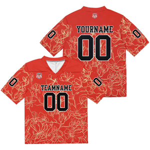 Camiseta de fútbol personalizada con nombre y número del equipo bordados y estampados en color mandarina