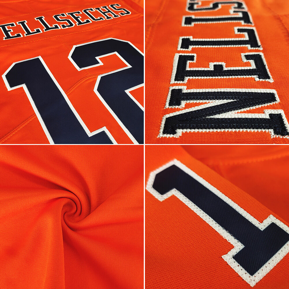 customized  authentic football jersey orange navy -white mesh