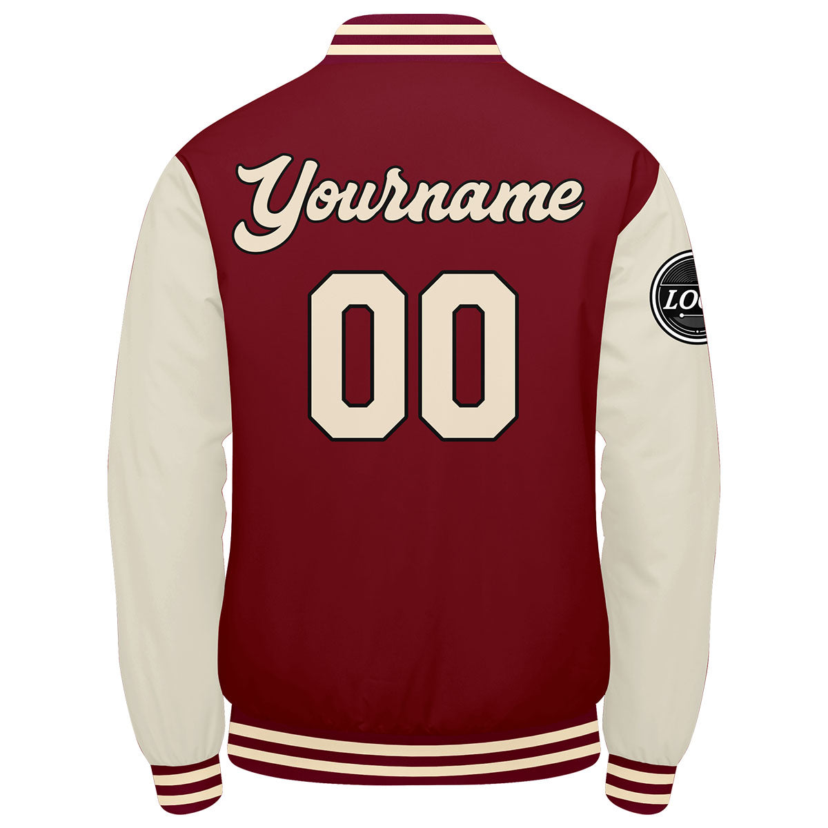 Chaqueta universitaria personalizada estilo Letterman para hombres-mujeres y jóvenes-color crema carmesí
