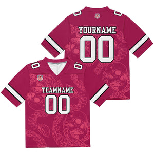 Camiseta de fútbol personalizada con nombre y número del equipo bordados y estampados-color rojo frambuesa