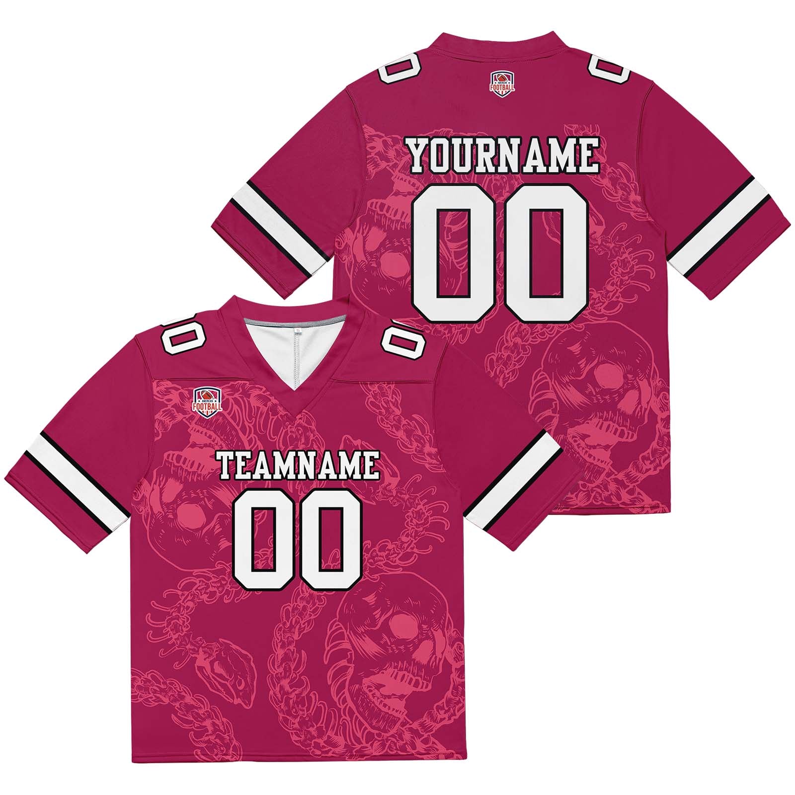 Camiseta de fútbol personalizada con nombre y número del equipo bordados y estampados-color rojo frambuesa