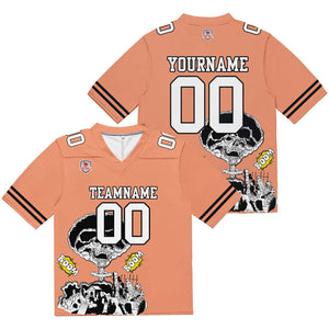 Camiseta de fútbol personalizada con nombre y número del equipo bordados-color naranja claro y rosa
