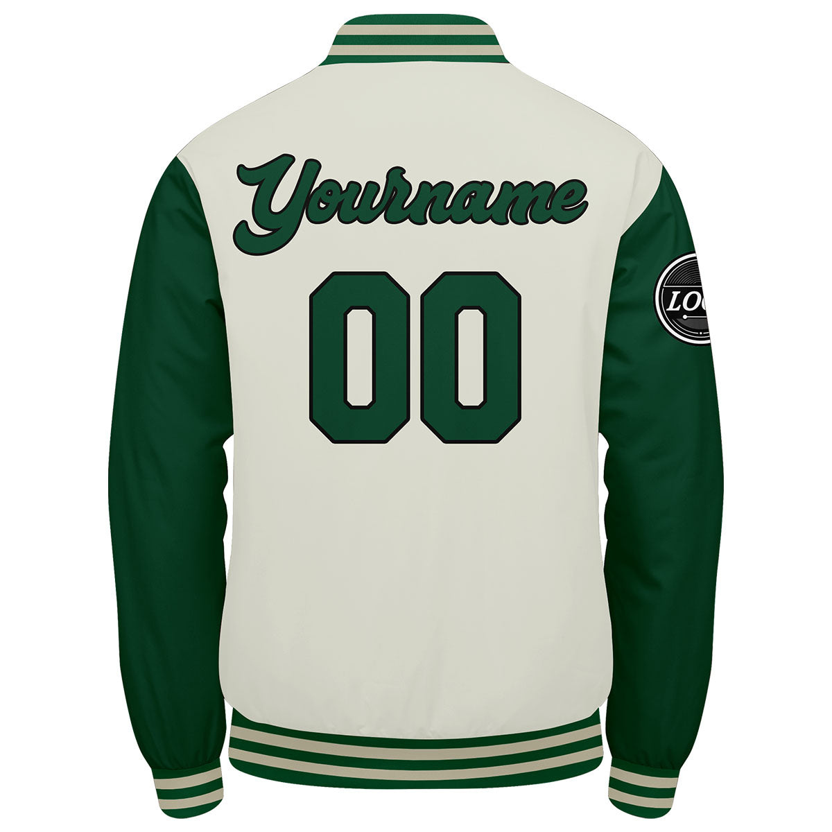 Chaqueta universitaria personalizada estilo Letterman para hombres-mujeres y jóvenes-color verde crema
