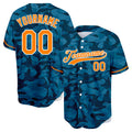 custom full print design authentic blue camouflage baseball jersey