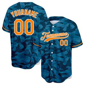 custom full print design authentic blue camouflage baseball jersey