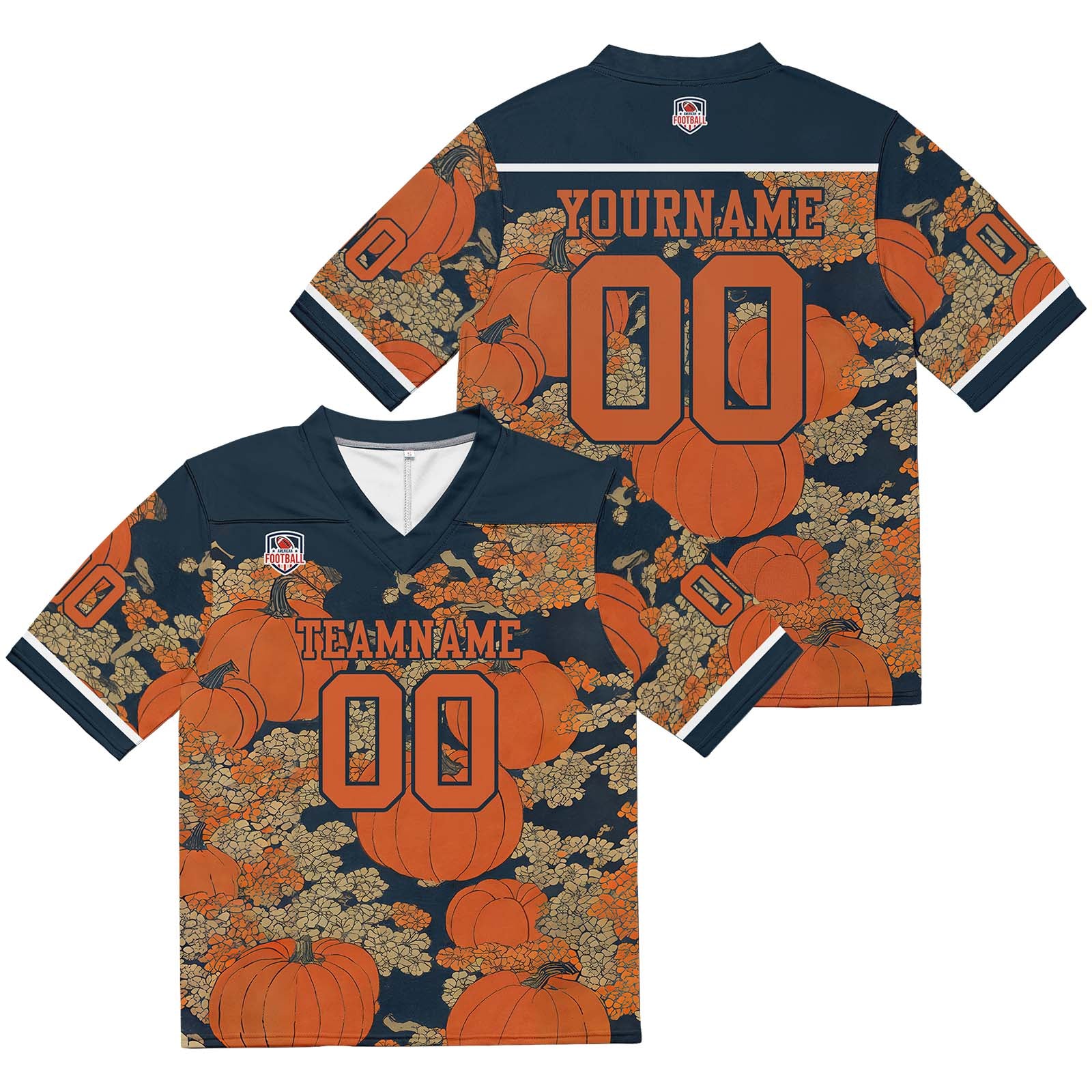 Camiseta de fútbol personalizada con nombre y número del equipo impresos y bordados-color azul marino