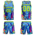 Uniforme de baloncesto personalizado de color verde neón roto con tu logotipo-nombre y número impresos