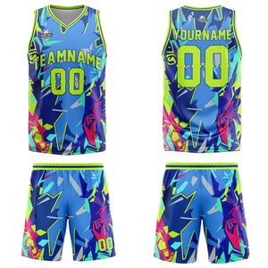 Uniforme de baloncesto personalizado de color verde neón roto con tu logotipo-nombre y número impresos