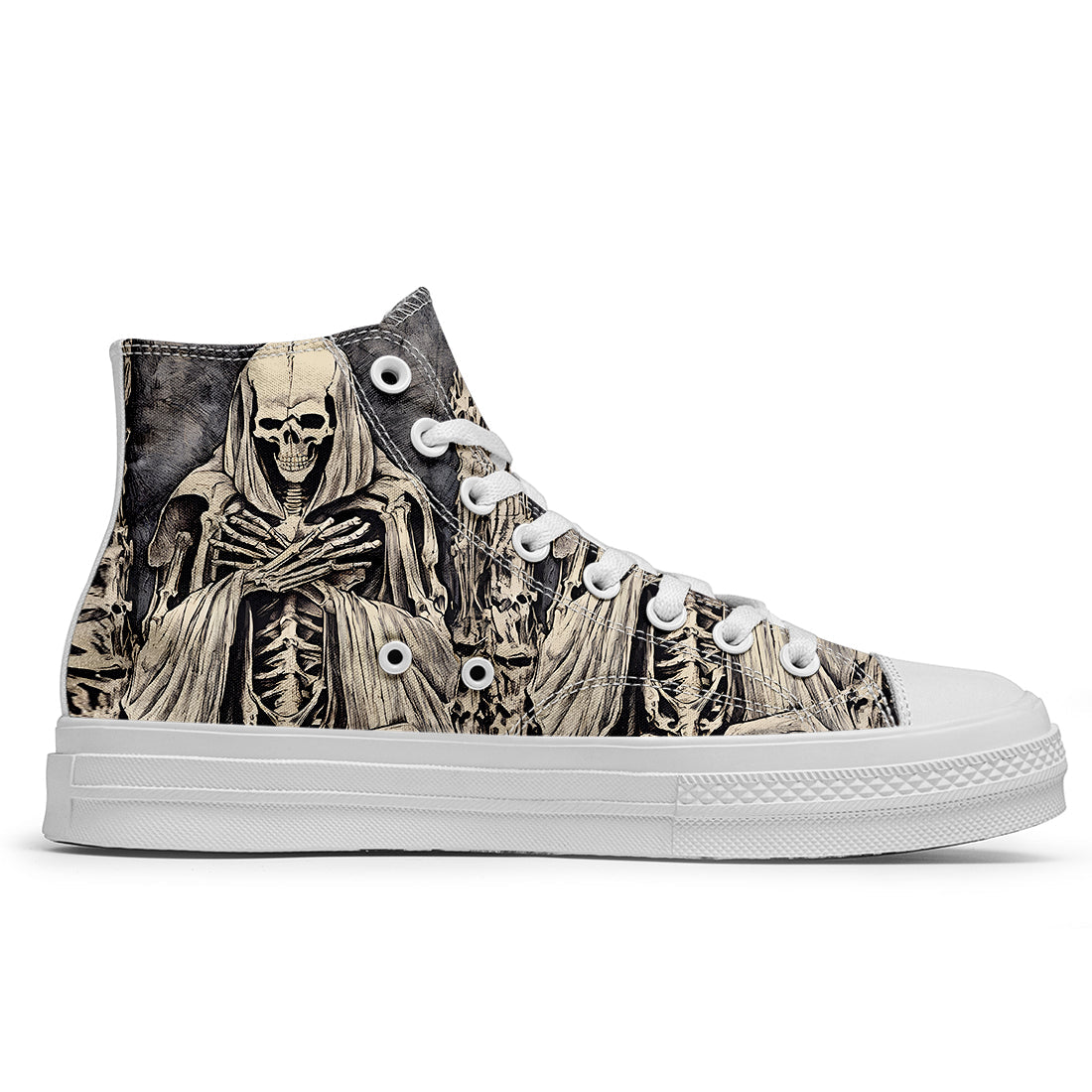 Resalta tu estilo con las zapatillas de lona de caña media Skeleton para hombre y mujer