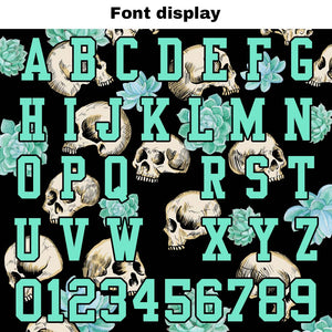 Camiseta de fútbol personalizada con nombre y número del equipo bordados y estampados en forma de calavera -Verde claro