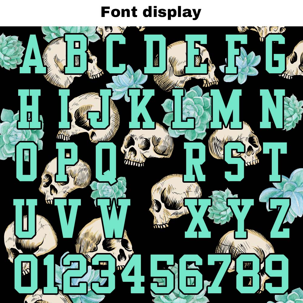 Camiseta de fútbol personalizada con nombre y número del equipo bordados y estampados en forma de calavera -Verde claro