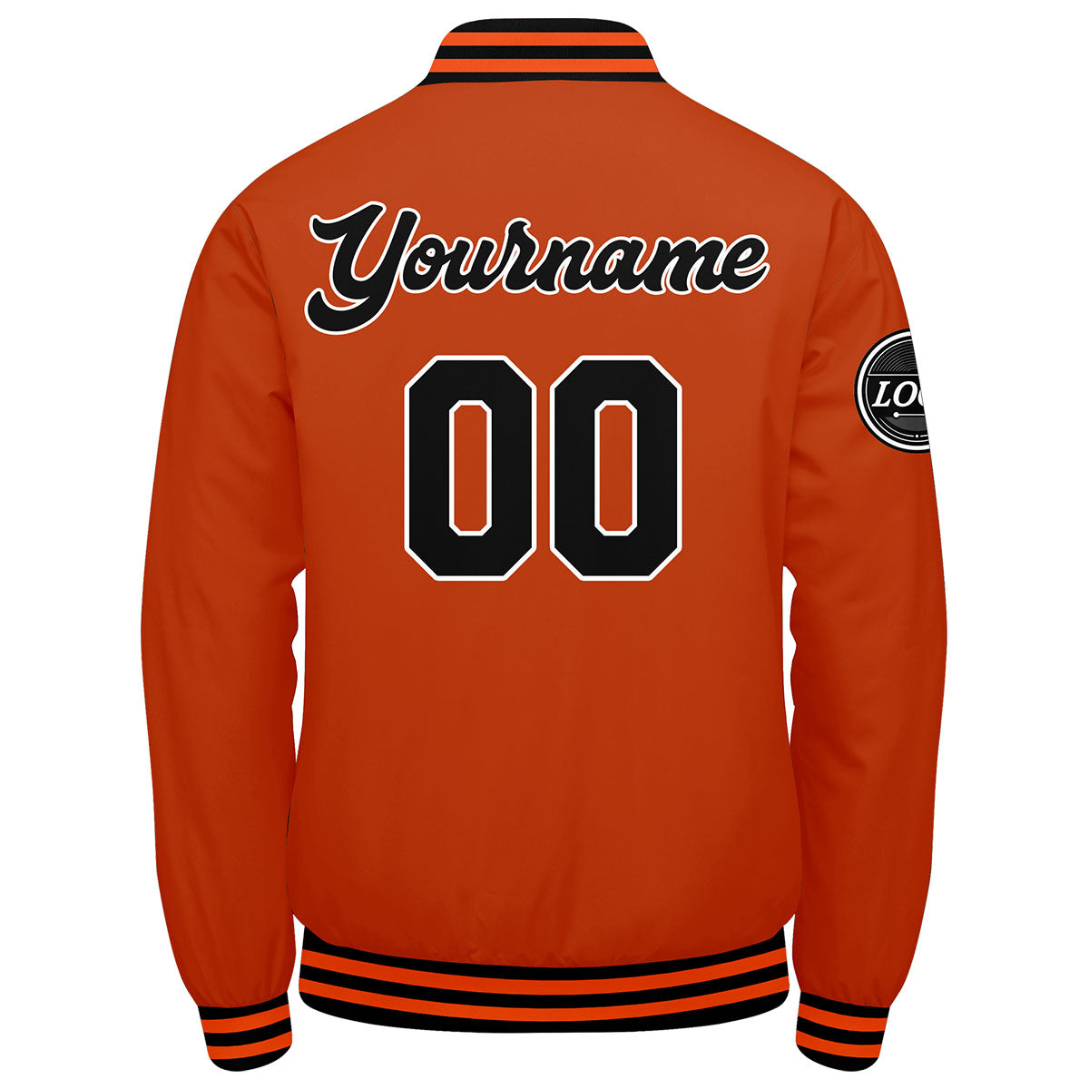 Chaqueta universitaria personalizada estilo Letterman para hombres-mujeres y jóvenes-color negro y naranja