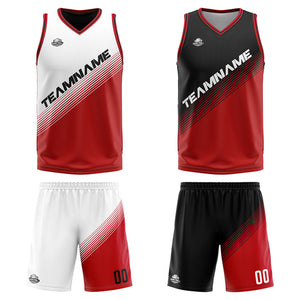 Traje de baloncesto reversible personalizado para adultos y niños-camiseta personalizada en negro y rojo