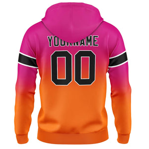 Sudadera con capucha degradada personalizada para hombre-mujer-niña o niño Estampa tu logotipo-nombre o número en rosa y naranja