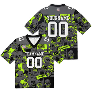 Camiseta de fútbol personalizada con nombre y número del equipo bordados en verde neón