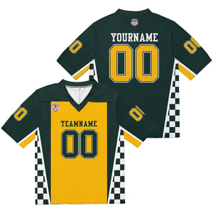 Camiseta de fútbol personalizada con nombre y número del equipo bordados-color verde y amarillo