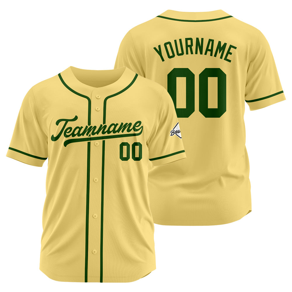 Camiseta de béisbol personalizada con diseño bordado & estilo hip hop & color dorado y verde oscuro