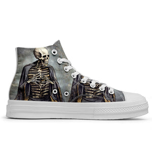 Resalta tu estilo con las zapatillas de lona de caña media Skeleton para hombre y mujer