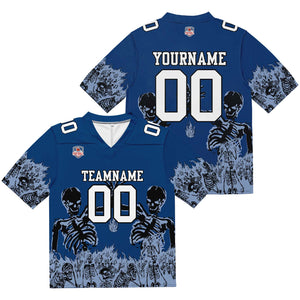 Camiseta de fútbol personalizada con nombre y número del equipo impresos y bordados-color azul